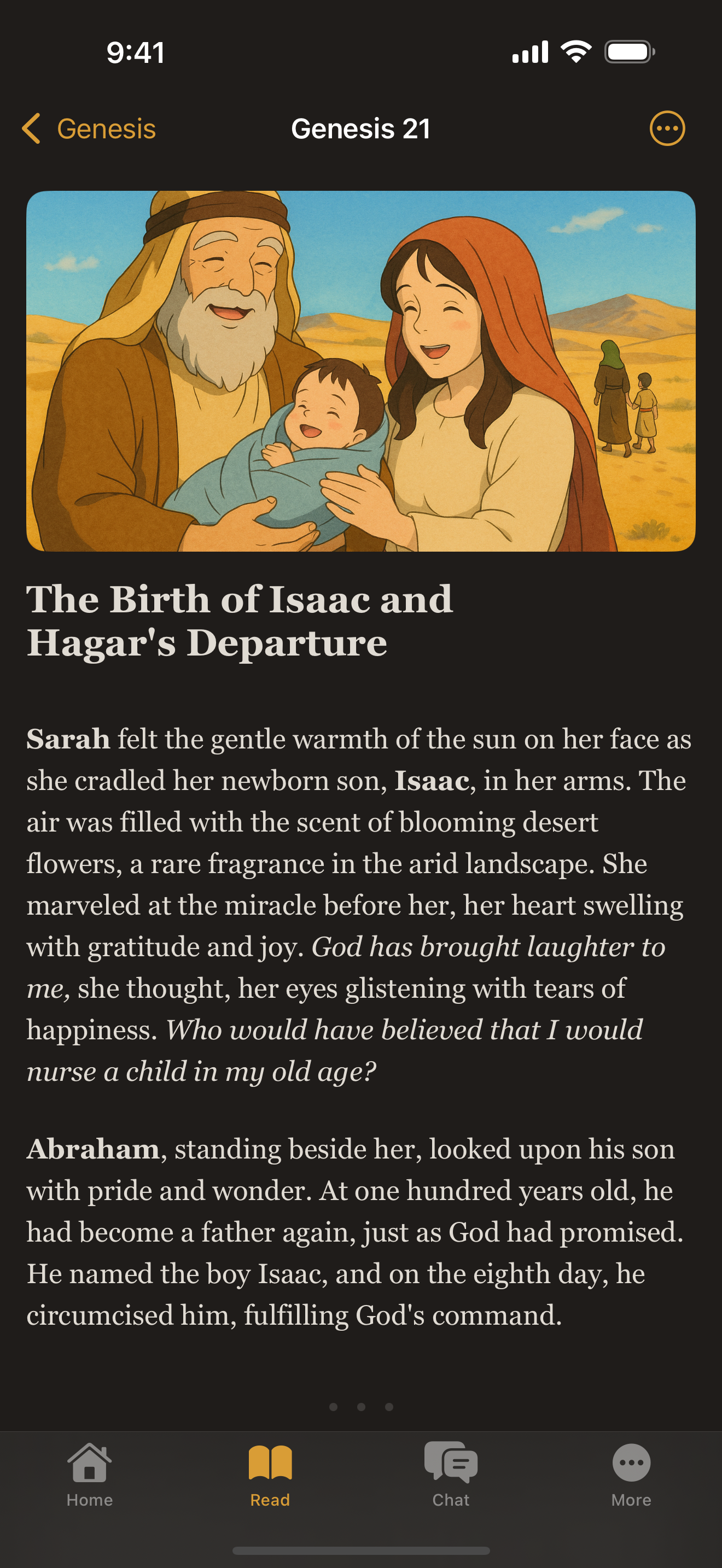 Sacred Scrolls chapter reader with illuminated art